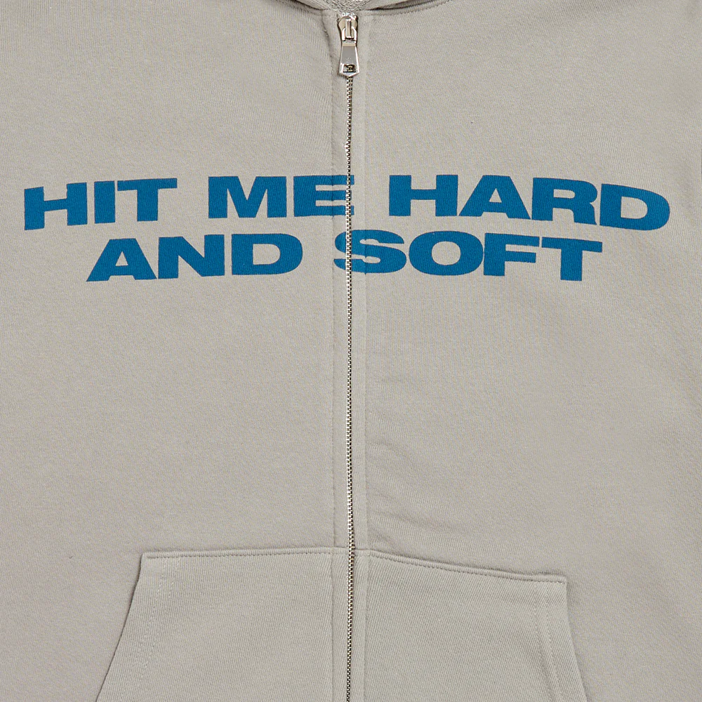 HIT ME HARD AND SOFT Grey Zipper Hoodie - Image 3