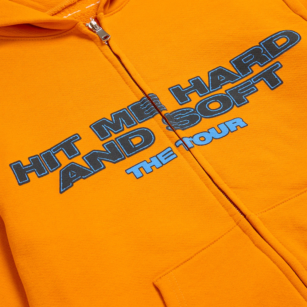 HIT ME HARD AND SOFT: THE TOUR Orange Dateback Zip Hoodie - Image 3