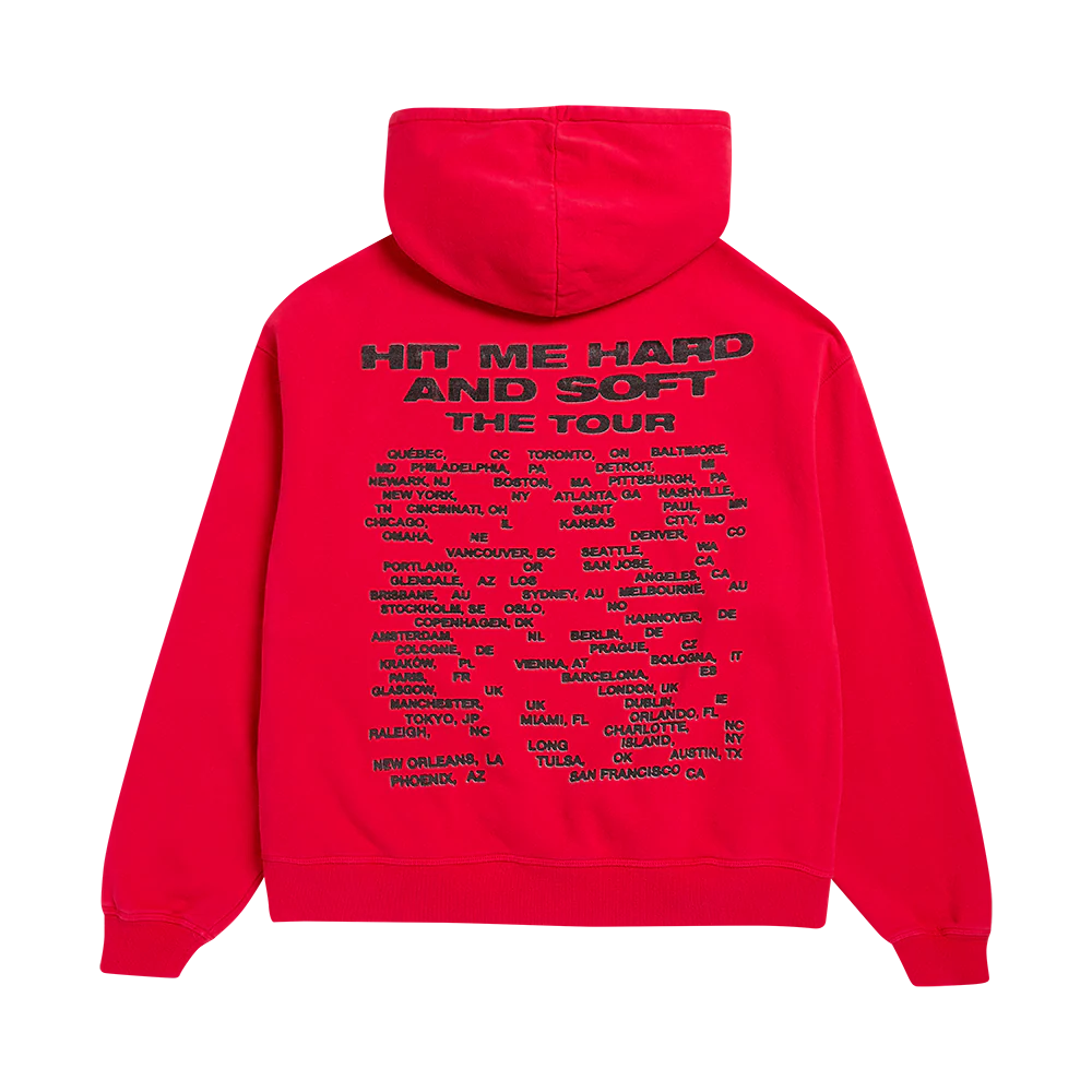 How to Bend HIT ME HARD AND SOFT: THE TOUR Red Hoodie - Image 2