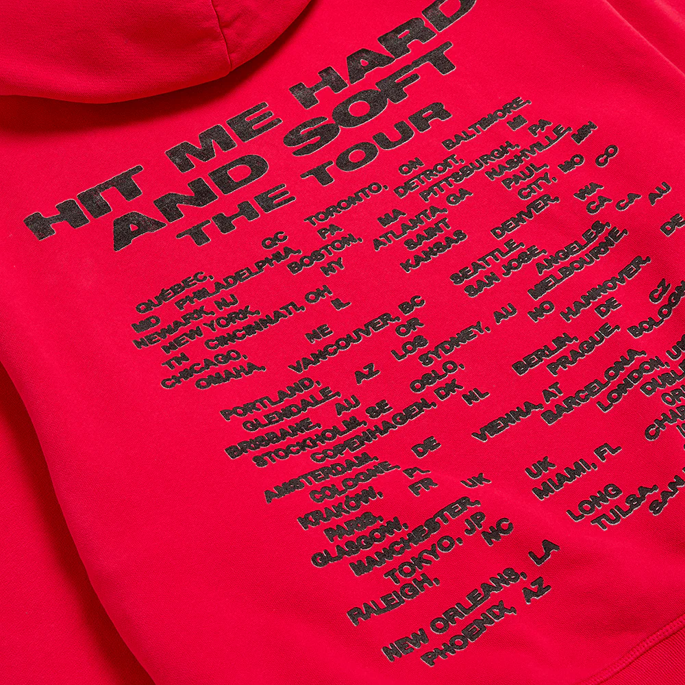 How to Bend HIT ME HARD AND SOFT: THE TOUR Red Hoodie - Image 4